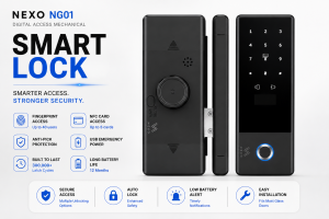 Nexo NG01 Glass Door Smart Lock | Fingerprint & NFC Access